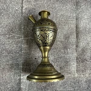 Vintage Antique Hand Crafted Fine Inlay Painted Brass Decoration Hookah Base Pot